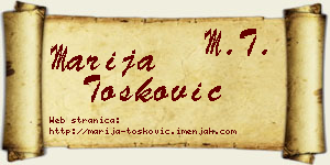 Marija Tošković vizit kartica